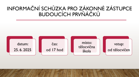 Informační schůzka pro zákonné zástupce budoucích prvňáčků