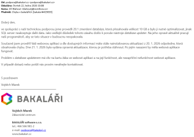 Vyjádření společnosti Bakaláři